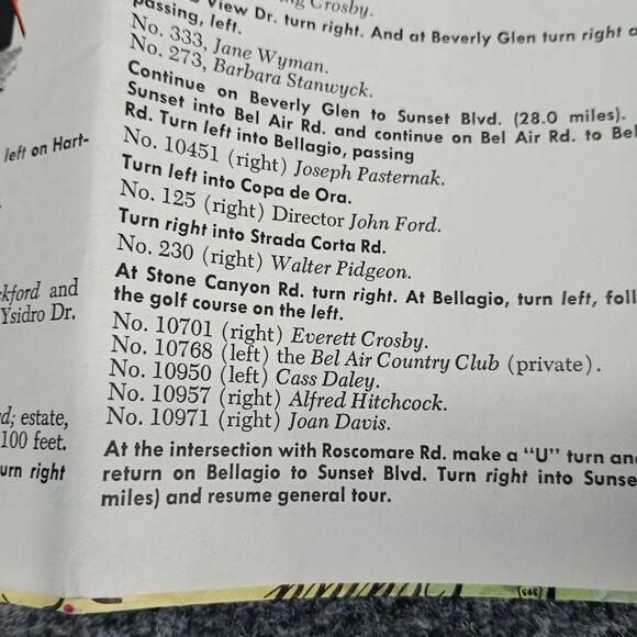 VTG Hollywood Movie Star Homes Sightseeing Map All Year Club California CA 1957 - Picture 15 of 16